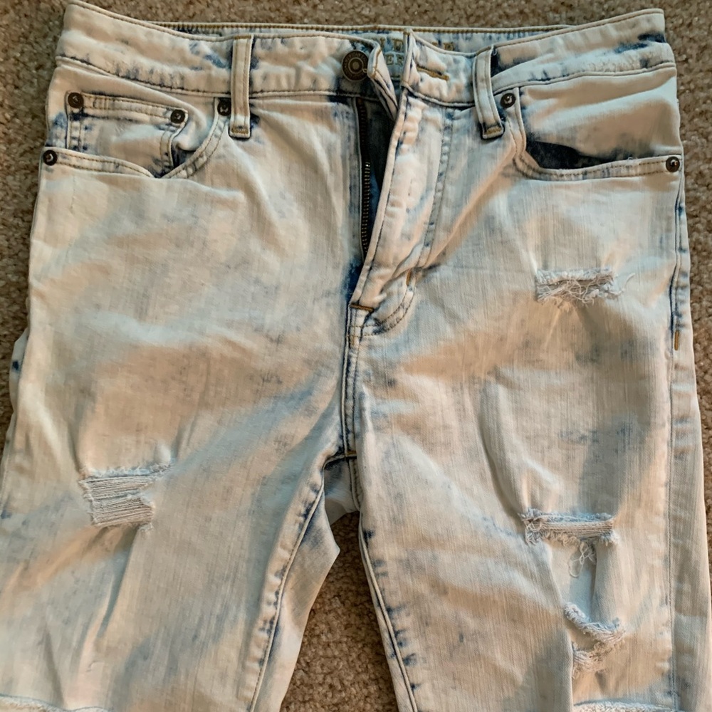 Acid wash denim shorts